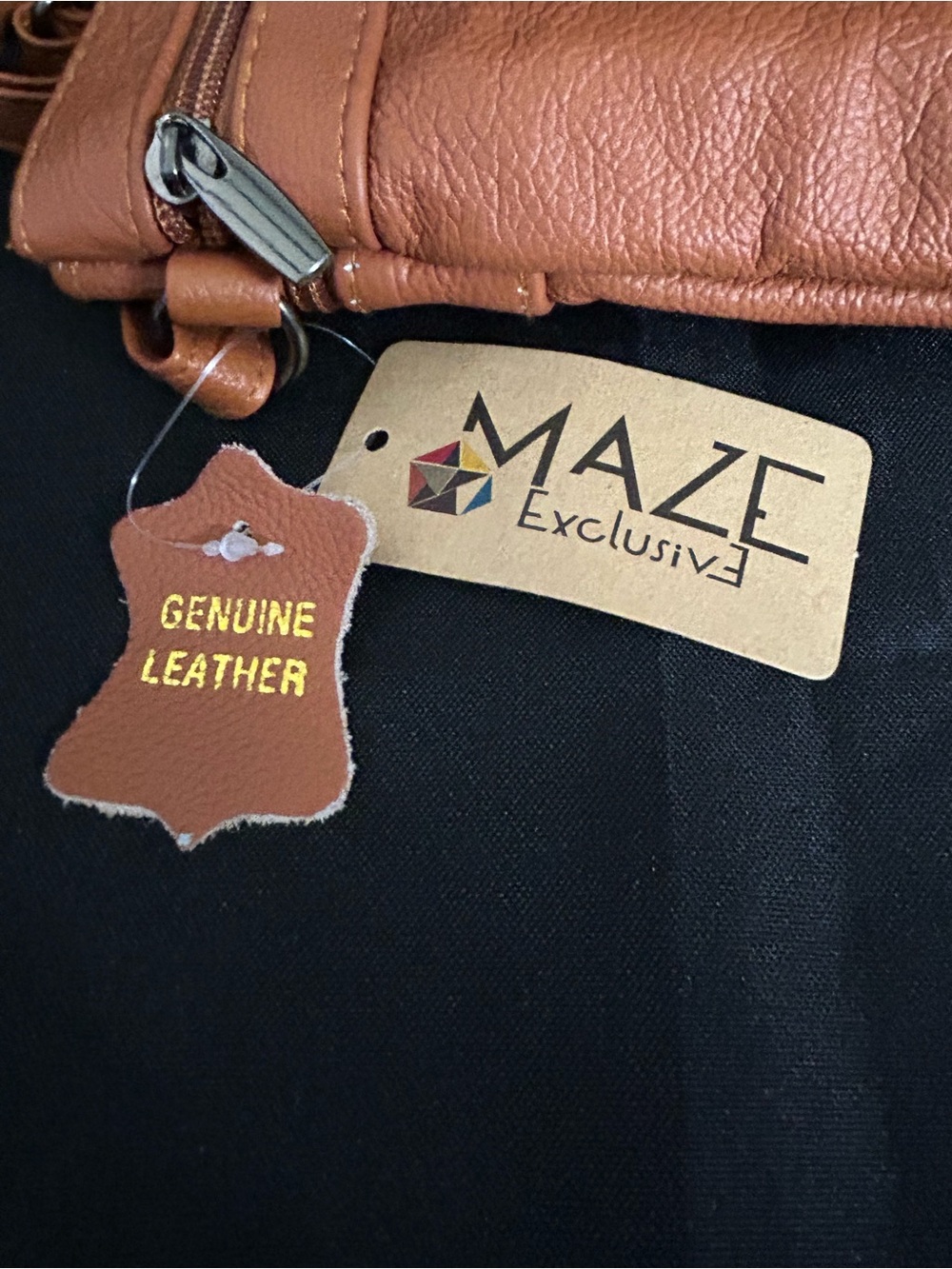 Maze On The Go Genuine Soft Leather Tan Crossbody Bag Purse NWT - Picture 7 of 9